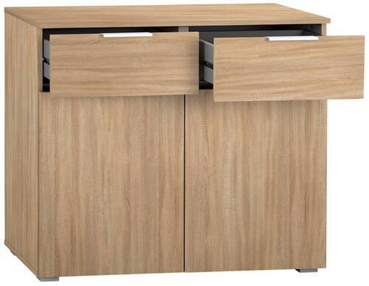 KOMÓD 93/81/42 cm  - Sonoma tölgy/alumínium színű, Modern, faalapú anyag (93/81/42cm) - Rauch Möbel