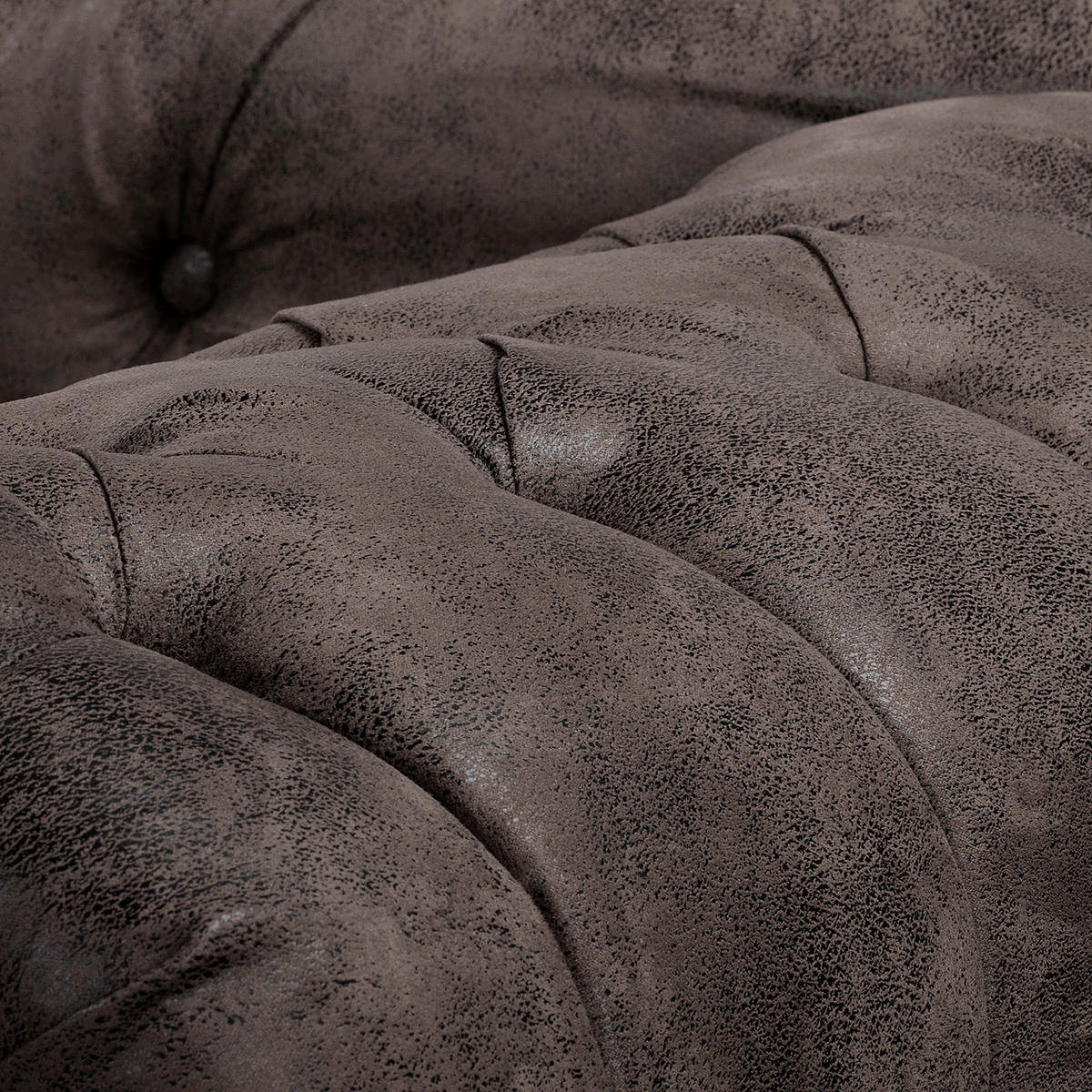 RÉCAMIERE Lederlook Schwarz  - Schwarz/Braun, Design, Holz/Textil (185/93/75cm) - Livetastic