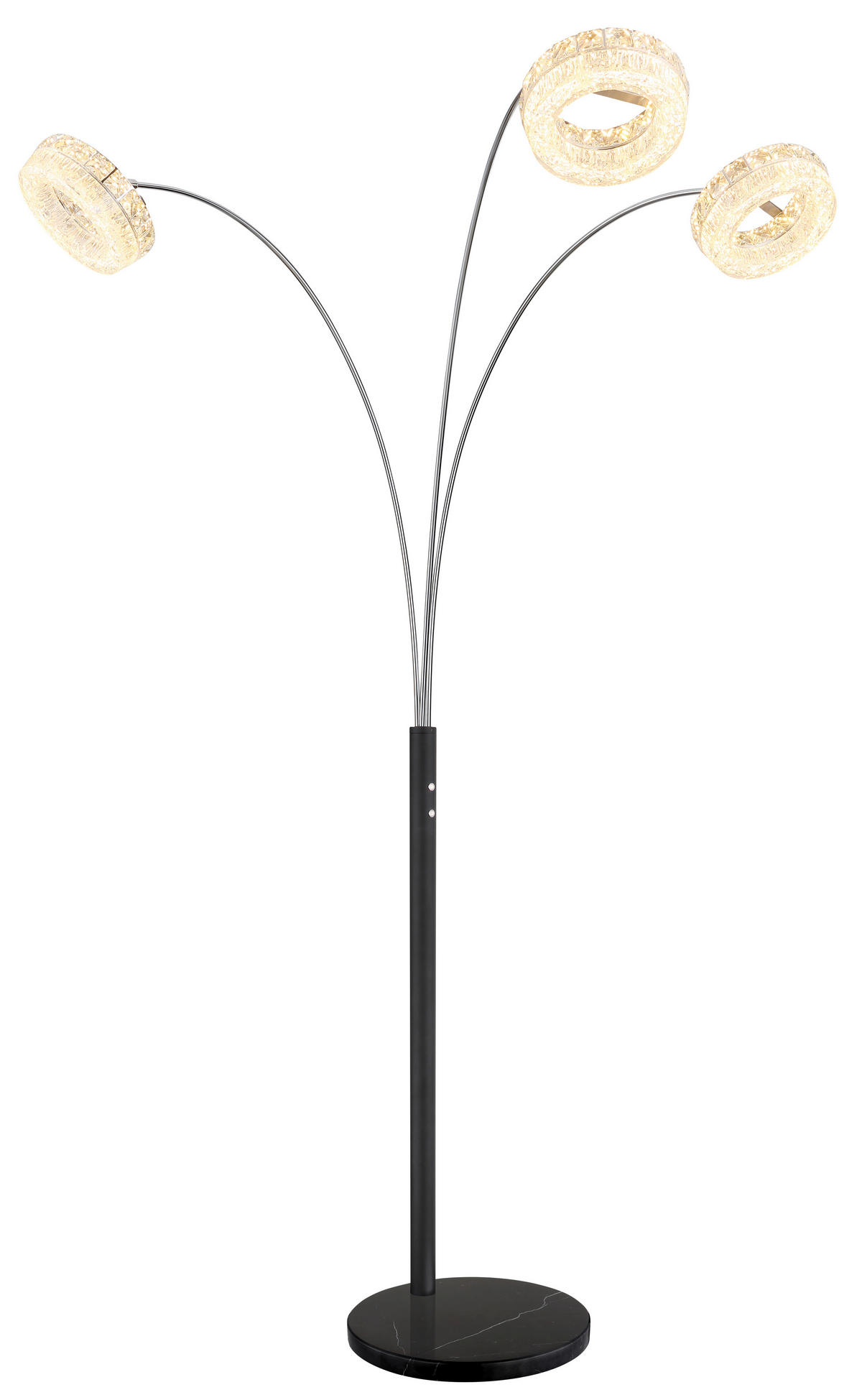 LED-STEHLEUCHTE 82,5/102/190 cm    - Klar/Schwarz, Design, Glas/Kunststoff (82,5/102/190cm) - Globo
