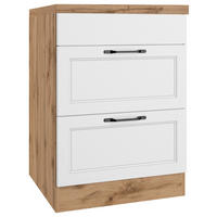 KOCHFELDUMBAUSCHRANK 60/86/60 cm  in Weiß, Eiche Wotan  - Eiche Wotan/Schwarz, LIFESTYLE, Holzwerkstoff/Metall (60/86/60cm) - Held