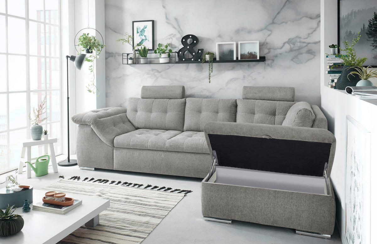 ROHOVÁ SEDACIA SÚPRAVA, textil, kompozitné drevo, sivá - sivá, Konventionell, kompozitné drevo/textil (283/193cm) - MID.YOU