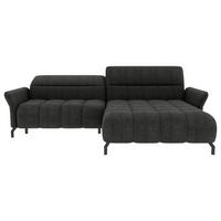 ECKSOFA Anthrazit Flachgewebe Rücken echt, Kopfteilverstellung, Sitztiefenverstellung  - Anthrazit/Schwarz, KONVENTIONELL, Textil/Metall (272/175cm) - Carryhome