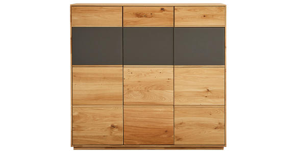 SCHUHSCHRANK  in 129,8/123/38 cm  - Eichefarben/Grau, Natur, Glas/Holz (129,8/123/38cm) - Waldwelt