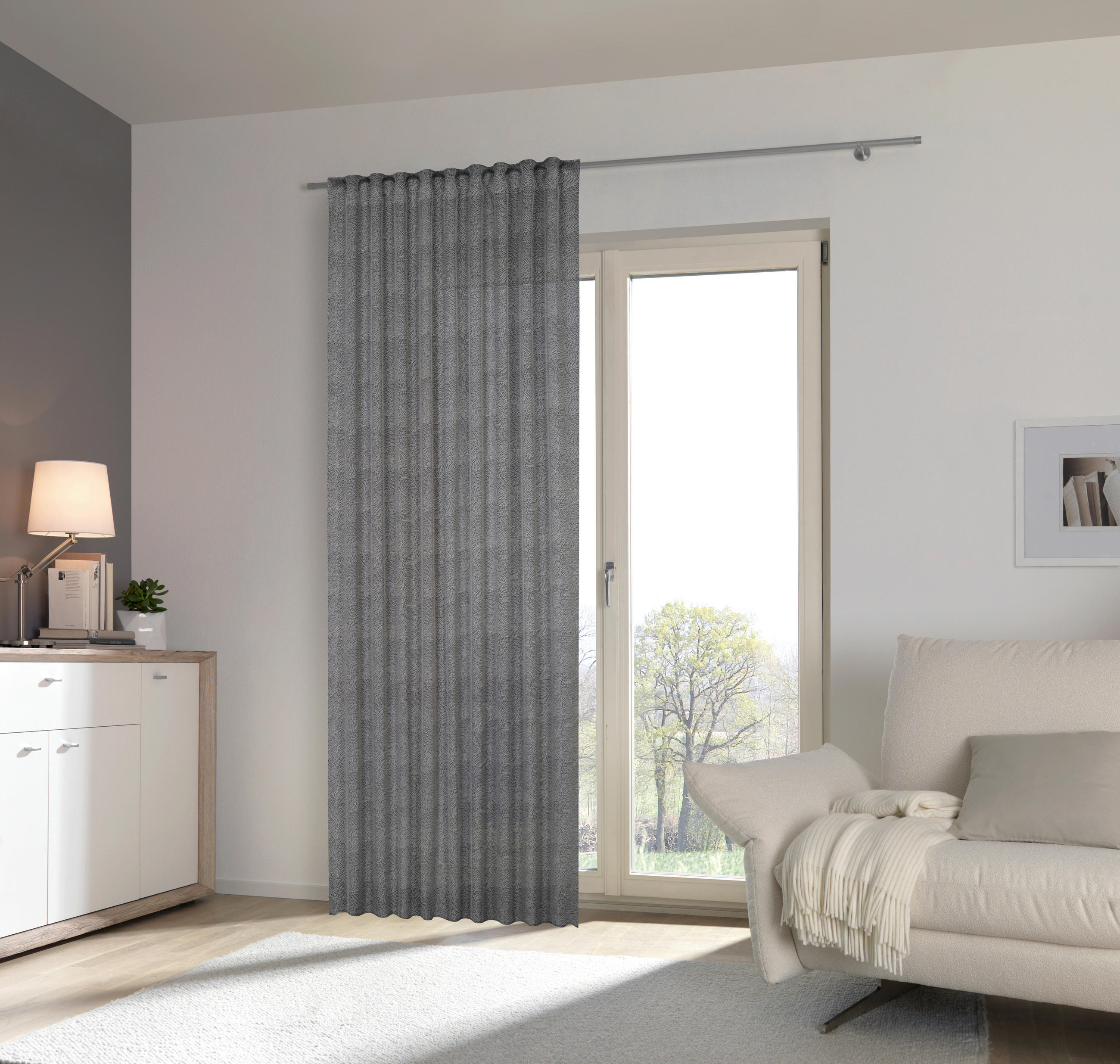 GOTOVA ZAVESA tamnosiva - tamnosiva, Konvencionalno, tekstil (140/245cm) - Esposa