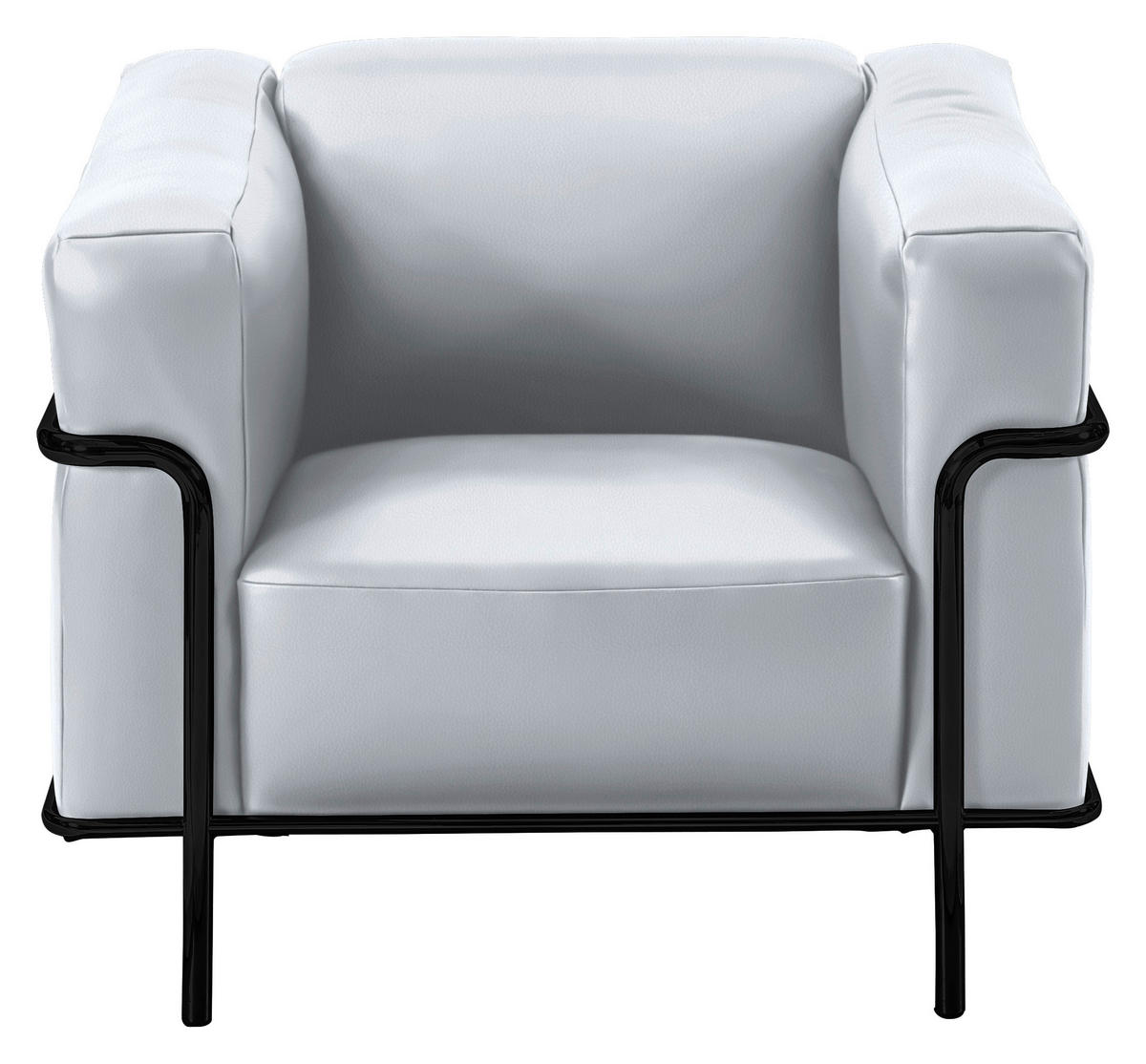 SESSEL in Echtleder Weiss  - Weiss/Schwarz, Design, Leder/Metall (91/67/96cm) - Johann Jakob