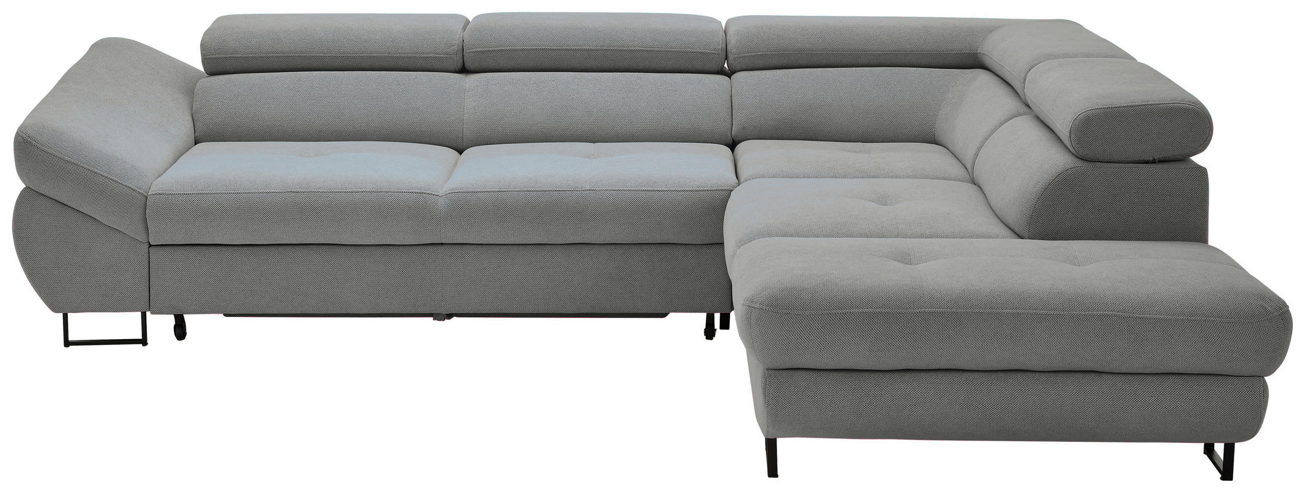 ECKSOFA in Webstoff Grau  - Schwarz/Grau, Design, Textil/Metall (280/235cm) - Hom`in