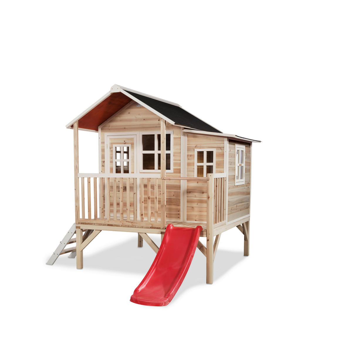 SPIELHAUS  - Rot/Naturfarben, KONVENTIONELL, Holz/Kunststoff (322/190/215cm) - EXIT Toys