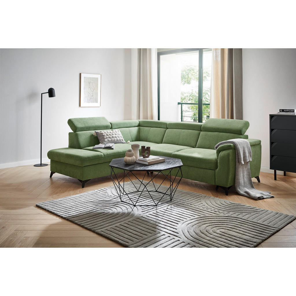 Thumbnail - Stylife Ecksofa Prag, Hellgrün, Textil, 5-Sitzer, Ottomane links, L-Form, 260x203 cm, Stoffauswahl, seitenverkehrt erhäl...