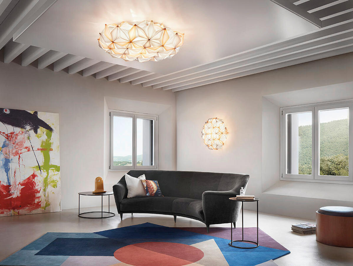 DECKENLEUCHTE La Vie 47/50/19 cm   - Transparent/Beige, Design, Kunststoff (47/50/19cm) - Slamp