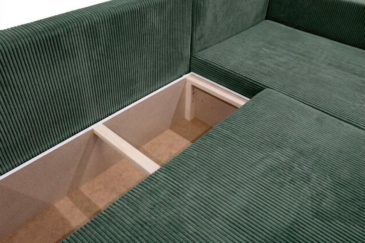 ECKSOFA Cord Grün  - Schwarz/Grün, Design, Kunststoff/Textil (230/156cm) - P & B