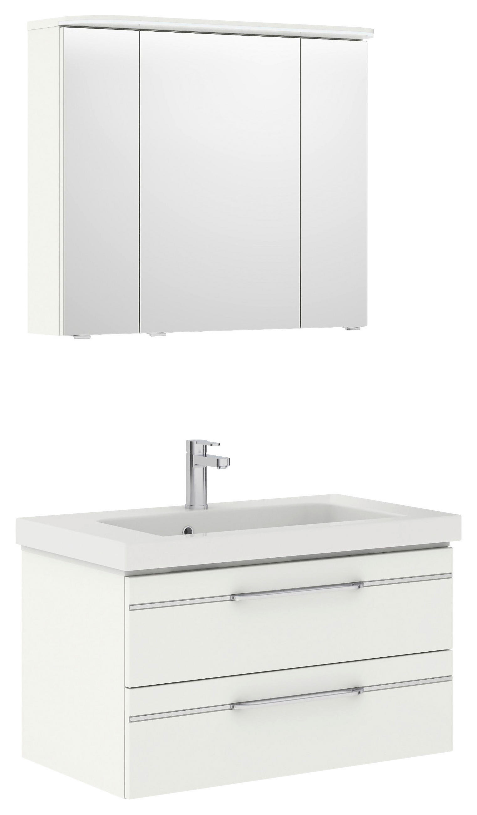 BADEZIMMER 3-teilig in 92 cm - Chromfarben/Weiß Hochglanz, KONVENTIONELL, Glas/Holzwerkstoff (92cm) - Pelipal