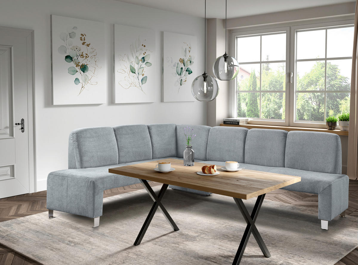 KLUPA KUTNA  tamno siva  drvo, tekstil, drvni materijal      - srebrne boje/tamno siva, Moderno, drvni materijal/drvo (263/198cm) - Livetastic