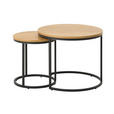 BEISTELLTISCHSET rund Eichefarben  - Eichefarben/Schwarz, Basics, Holzwerkstoff/Metall (40-60/40-60/45-50cm) - Xora