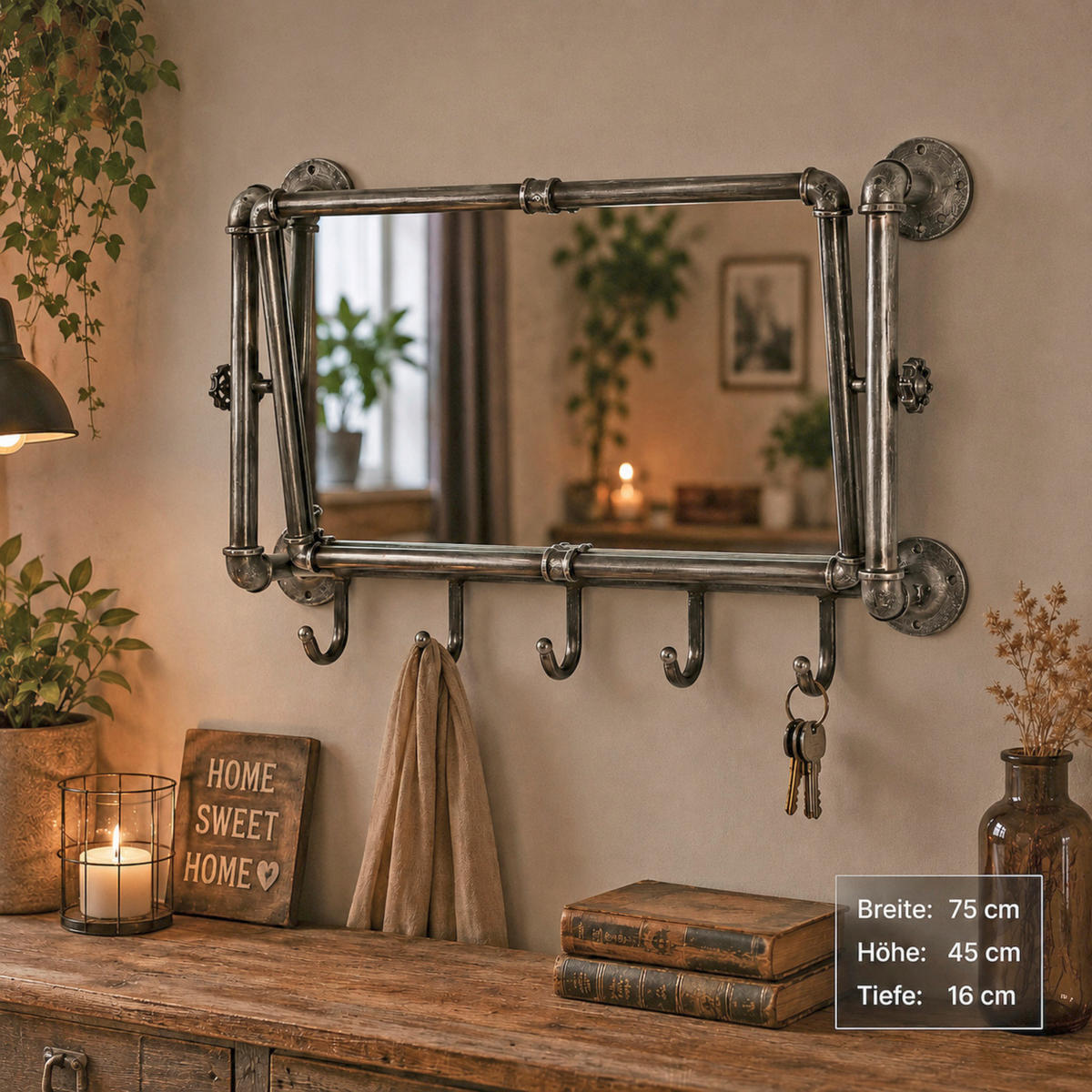 WANDGARDEROBE  in Anthrazit  - Anthrazit, Design, Glas/Metall (75/45/16cm) - Carryhome