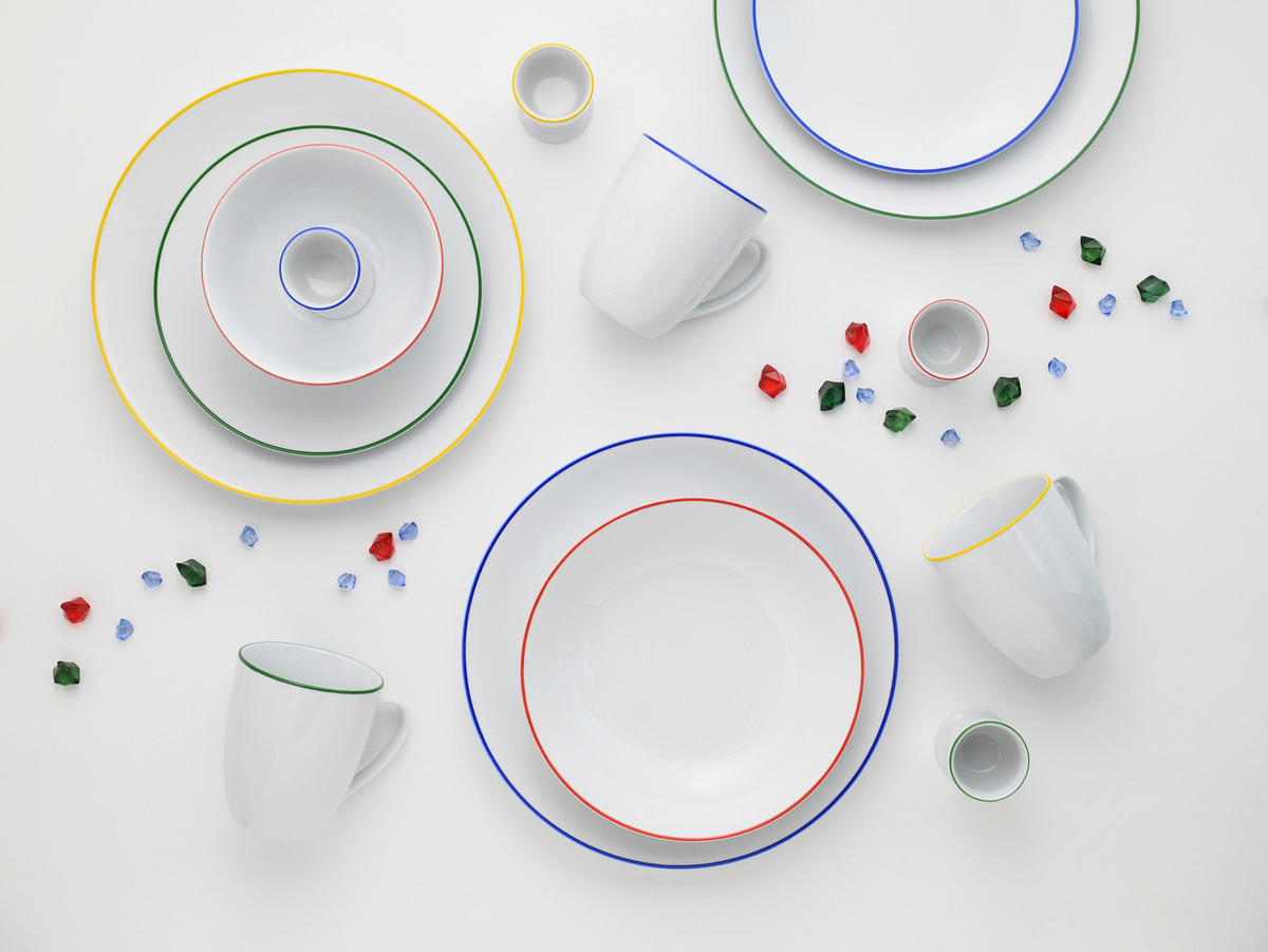 FRUKOSTSERVIS Luna Color Line Color  - vit högglans/multicolor, Basics, keramik (30/30/26cm) - Creatable