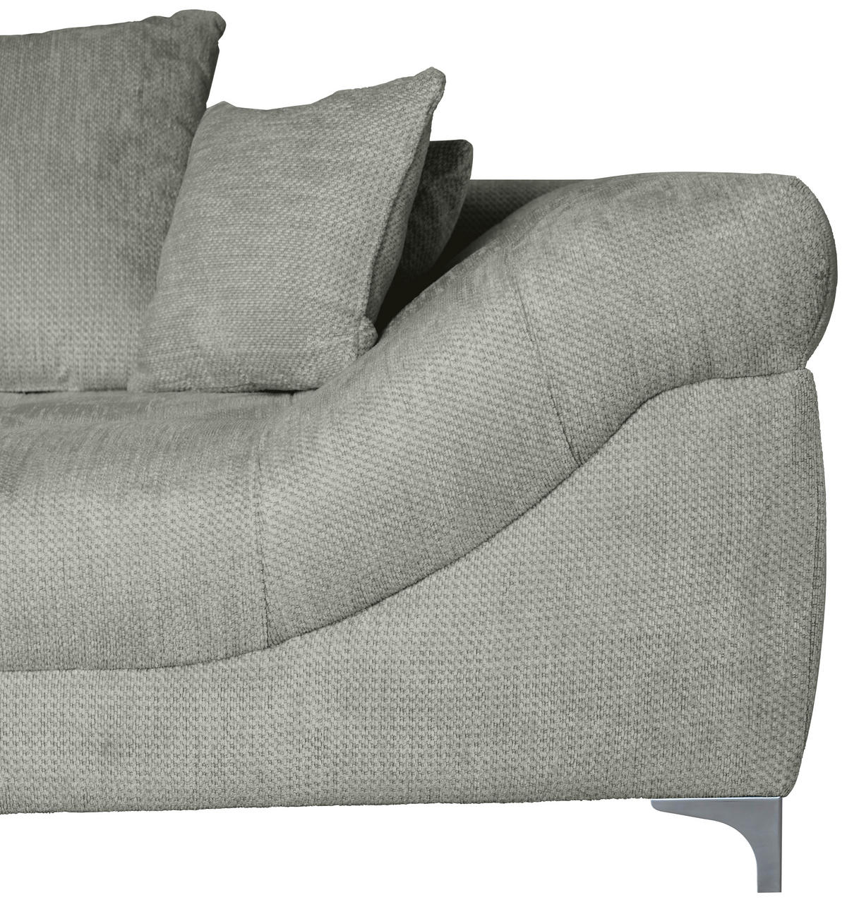 ECKSOFA Grau Chenille  - Chromfarben/Grau, KONVENTIONELL, Textil/Metall (227/329cm) - Carryhome