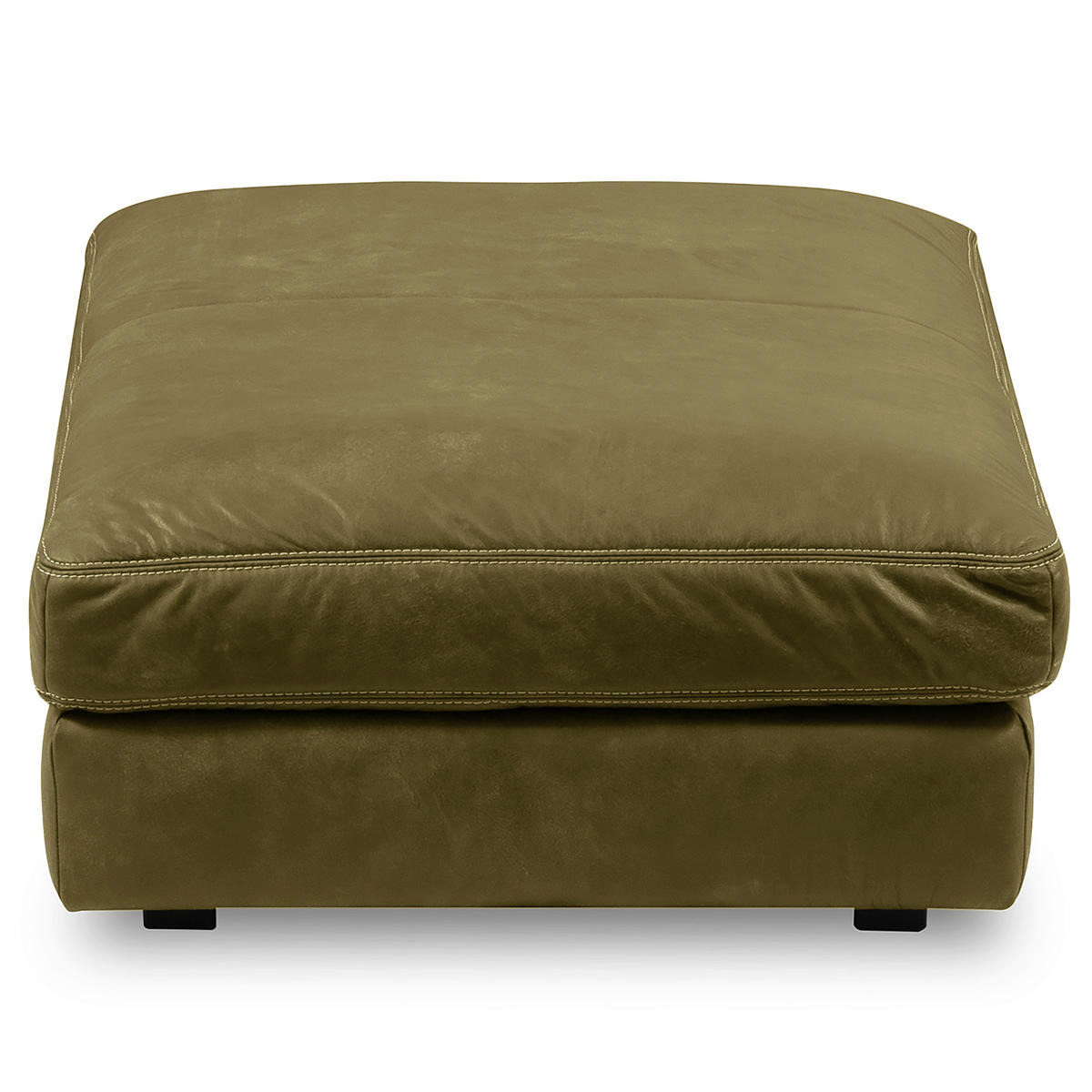 HOCKER in Leder Olivgrün  - Beige/Schwarz, Design, Leder/Kunststoff (123/45/93cm) - Livetastic