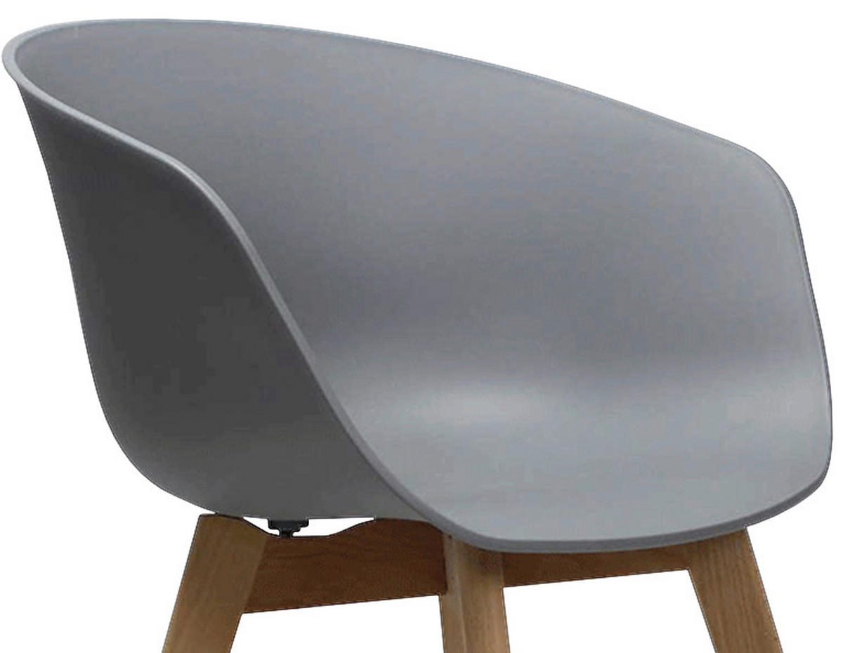 SADA ŽIDLÍ S PODRUČKAMI 4 kusy - šedá/přírodní barvy, Moderní, dřevo/plast (60/78,5/44cm) - MID.YOU