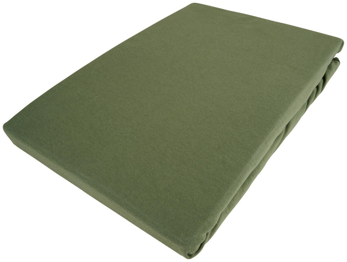 SPANNLEINTUCH 180-200/200 cm Jersey  - Olivgrün, Basics, Textil (180-200/200cm) - Bio:Vio
