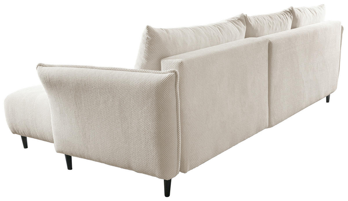 ECKSOFA MONTE CARLO Creme Struktur, Plüsch  - Creme/Schwarz, Trend, Textil (290/160cm) - MID.YOU