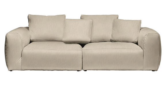 BIGSOFA Samt Taupe  - Taupe/Schwarz, MODERN, Kunststoff/Textil (260/70/122cm) - Carryhome