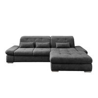 ECKSOFA Chenille Anthrazit  - Chromfarben/Anthrazit, Design, Textil/Metall (300/196cm) - Livetastic