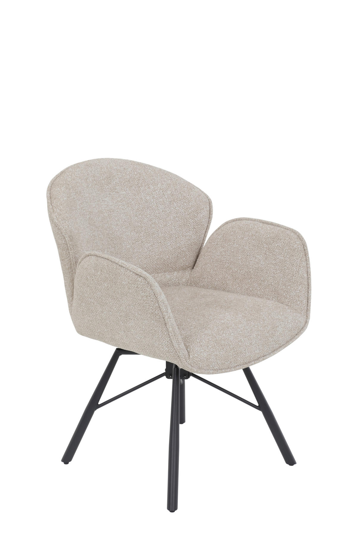 ARMLEHNSTUHL-SET 2 Stück  in Stahl Bouclé  - Beige/Schwarz, MODERN, Textil/Metall (62/83/66cm) - MID.YOU