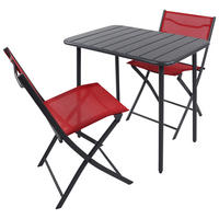 GARTENSET 3-teilig  - Rot/Schwarz, MODERN, Kunststoff/Textil - Ambia Garden