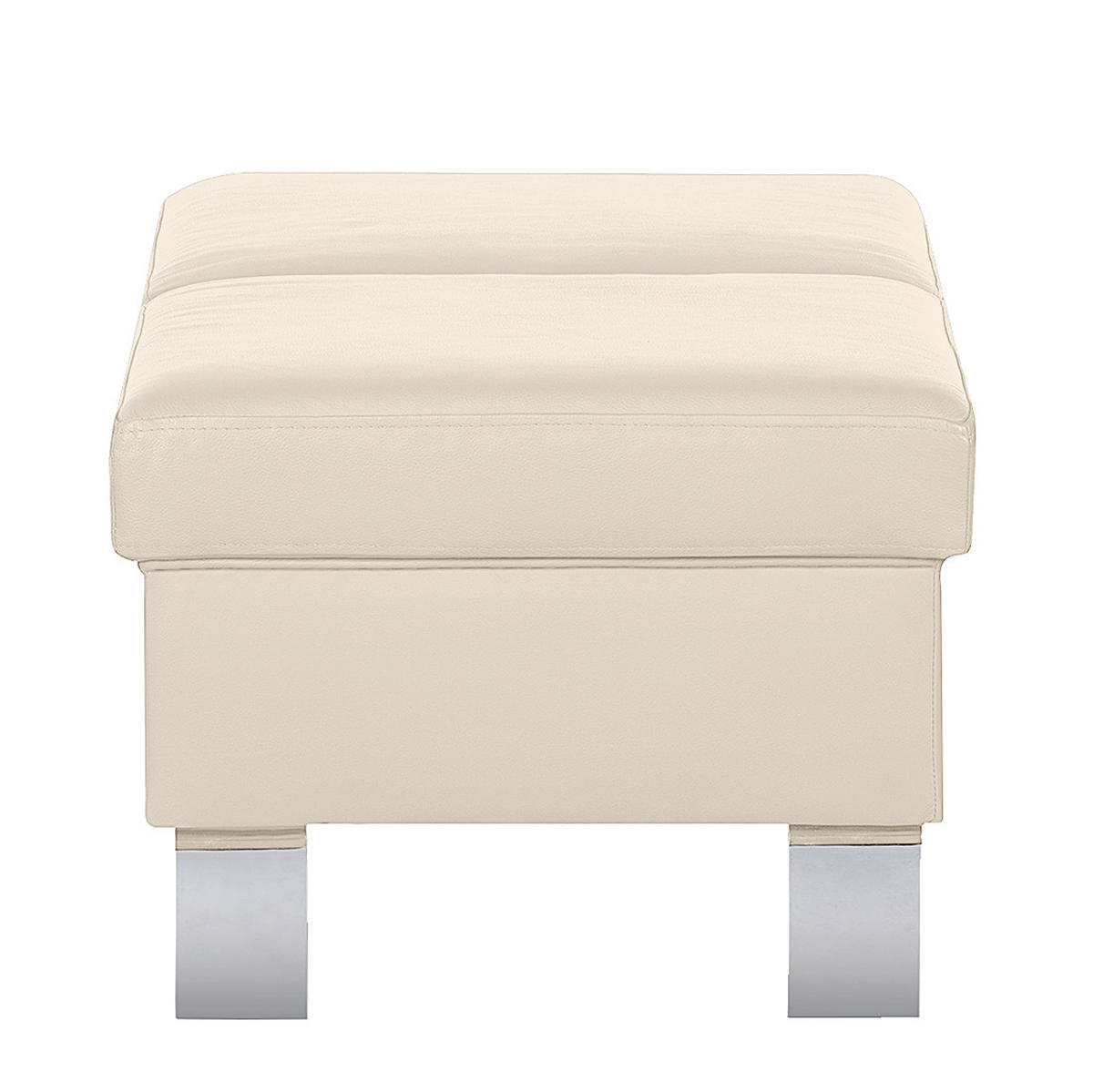HOCKER in Leder Beige  - Chromfarben/Beige, Design, Leder/Metall (91/44/57cm) - Livetastic