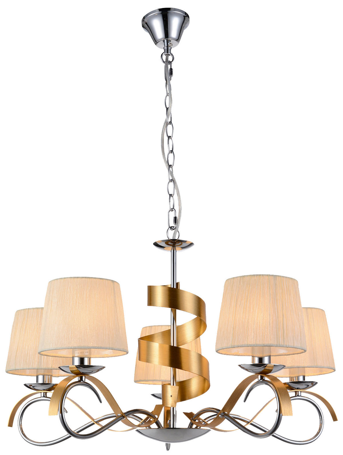 PENDELLEUCHTE 68/68/100 cm  - Chromfarben/Goldfarben, KONVENTIONELL, Kunststoff/Metall (68/68/100cm)