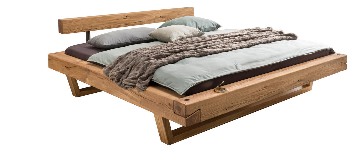 BALKENBETT 180/200 cm  in Eichefarben   - Eichefarben/Braun, Natur, Holz/Textil (180/200cm) - Valnatura