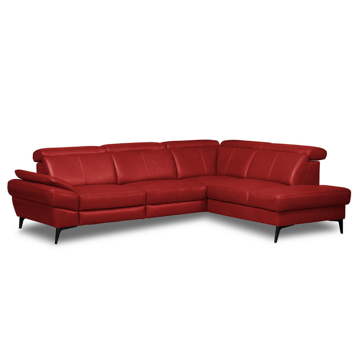 ECKSOFA Lederlook Echtleder Rot  - Rot/Schwarz, Design, Leder/Textil (264/211cm) - Livetastic