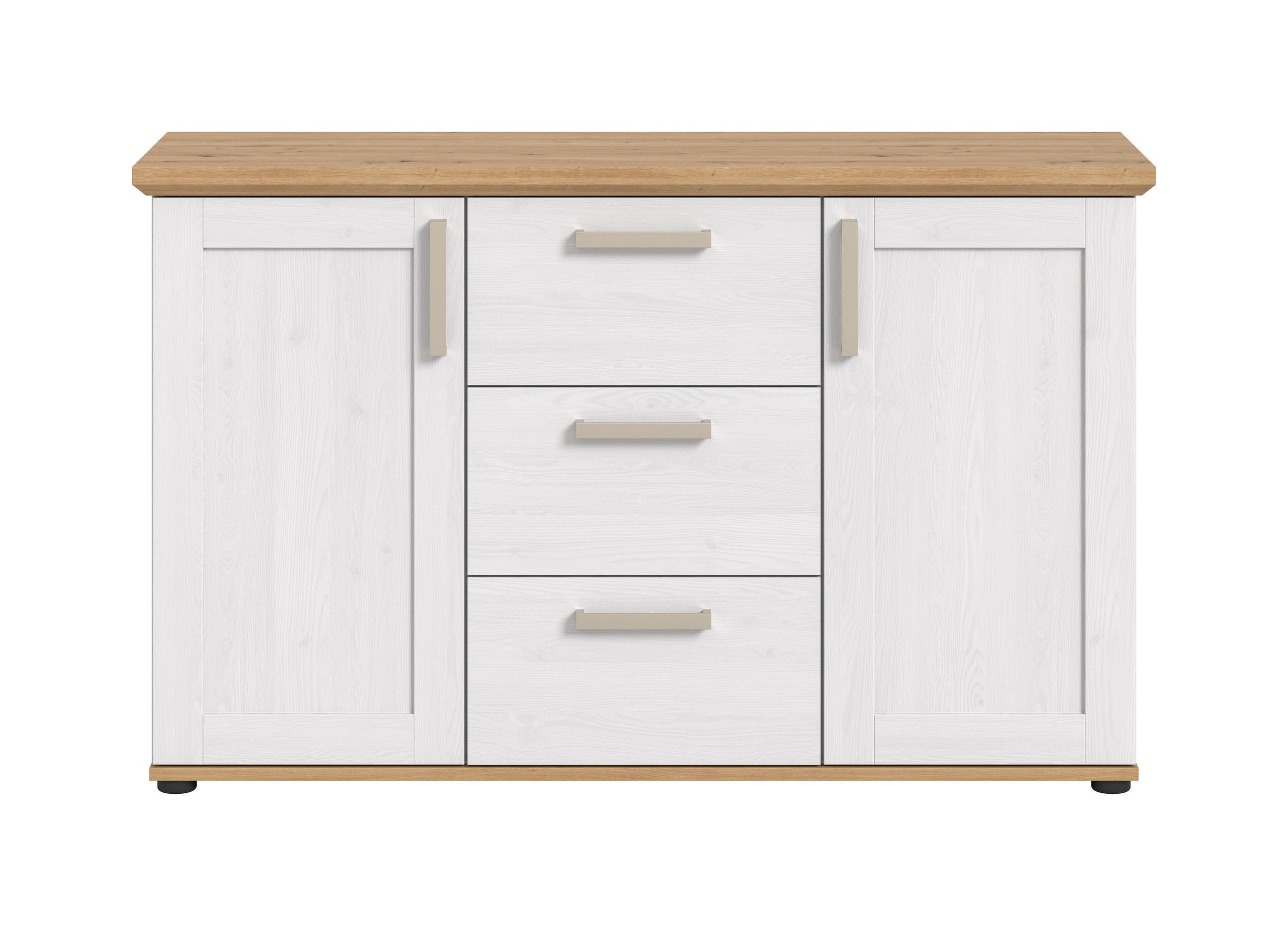 SIDEBOARD  129/80/40 cm 3 Schublade(n)  - Silberfarben/Lärchefarben, Design, Holzwerkstoff/Kunststoff (129/80/40cm) - Livetastic