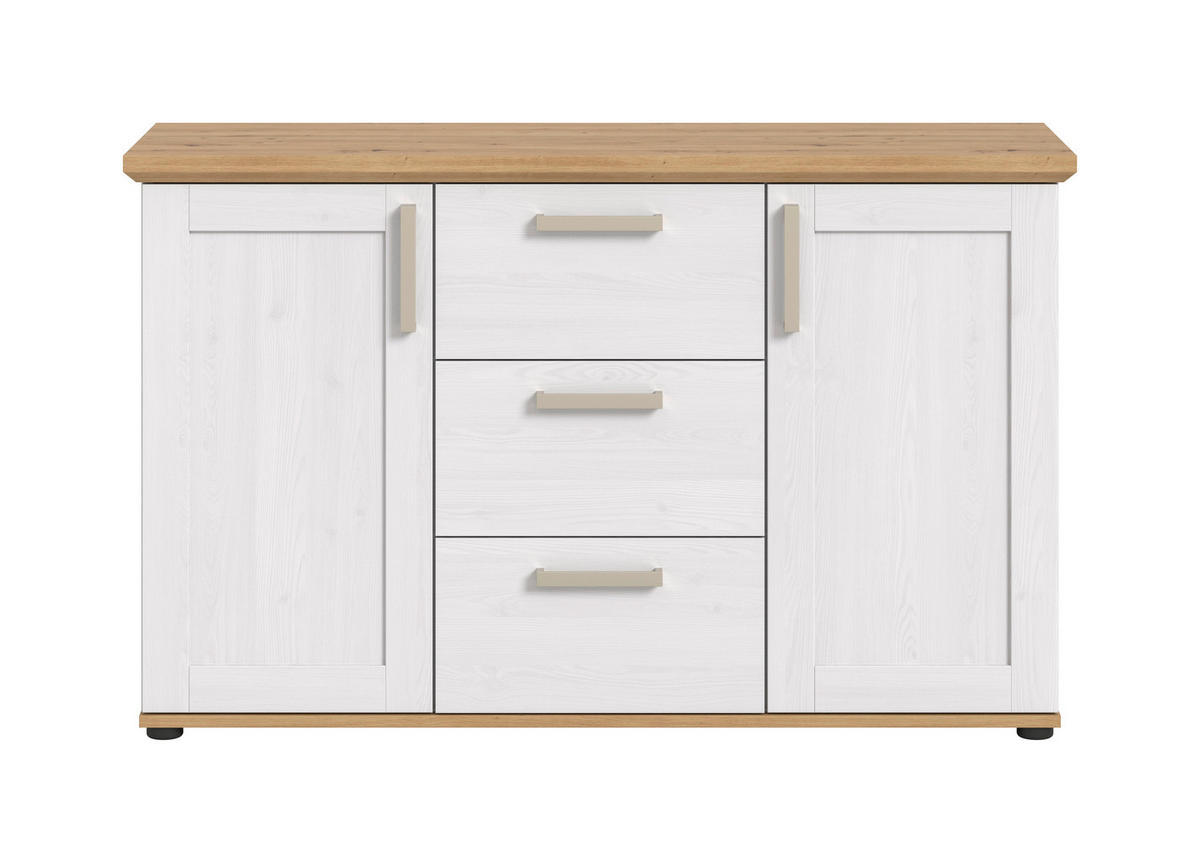 SIDEBOARD  129/80/40 cm 3 Schublade(n)  - Silberfarben/Lärchefarben, Design, Holzwerkstoff/Kunststoff (129/80/40cm) - Livetastic