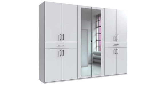 DREHTÜRENSCHRANK  in Weiß  - Schwarz/Weiß, KONVENTIONELL, Glas/Holzwerkstoff (270/208/58cm) - Carryhome