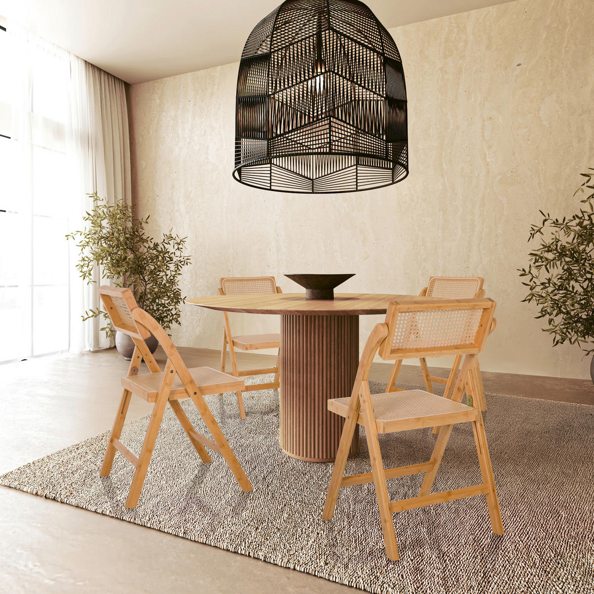 KLAPPSTUHL Bambus, Rattan Braun  - Braun, MODERN, Holz (45,5/83,5/45cm) - Gardenson