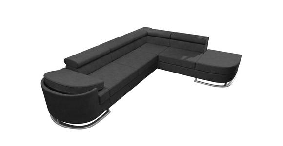 ECKSOFA in Lederlook Schwarz  - Chromfarben/Schwarz, KONVENTIONELL, Textil/Metall (278/224cm) - Carryhome