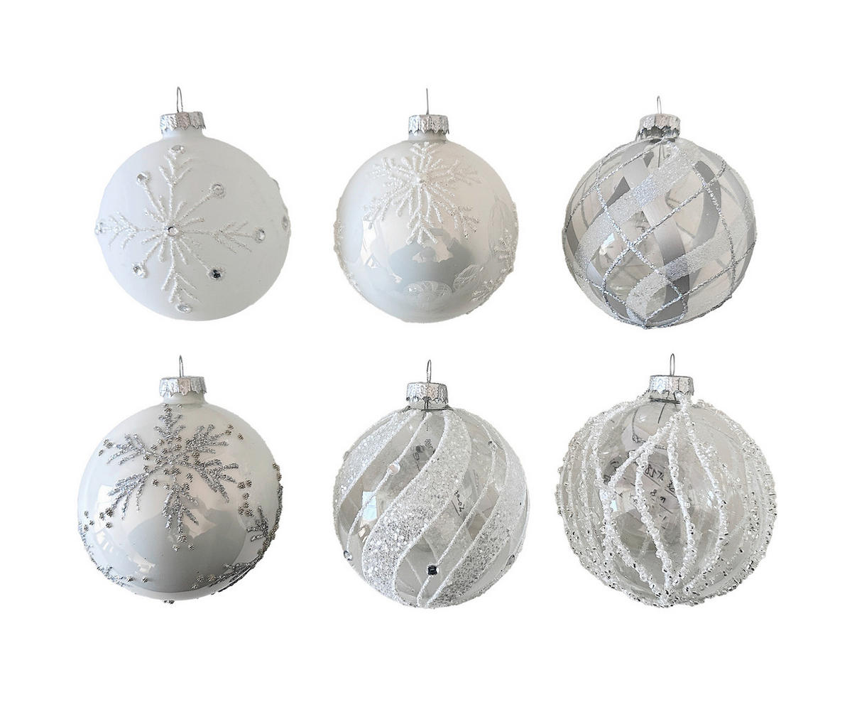 VIANOČNÁ GUĽA   - číra/biela, Lifestyle, kov/plast (8cm) - X-Mas