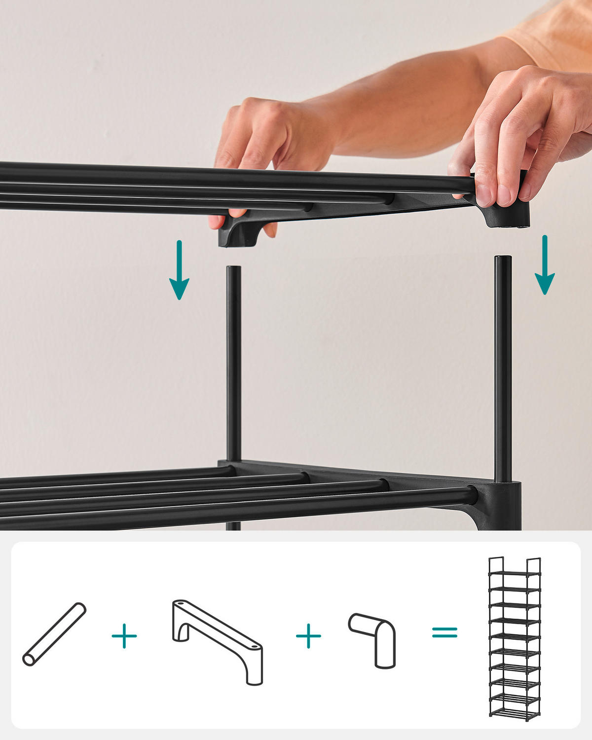 REGÁL NA BOTY, černá, 45/174/30 cm - černá, Trend, kov/plast (45/174/30cm) - Boxxx