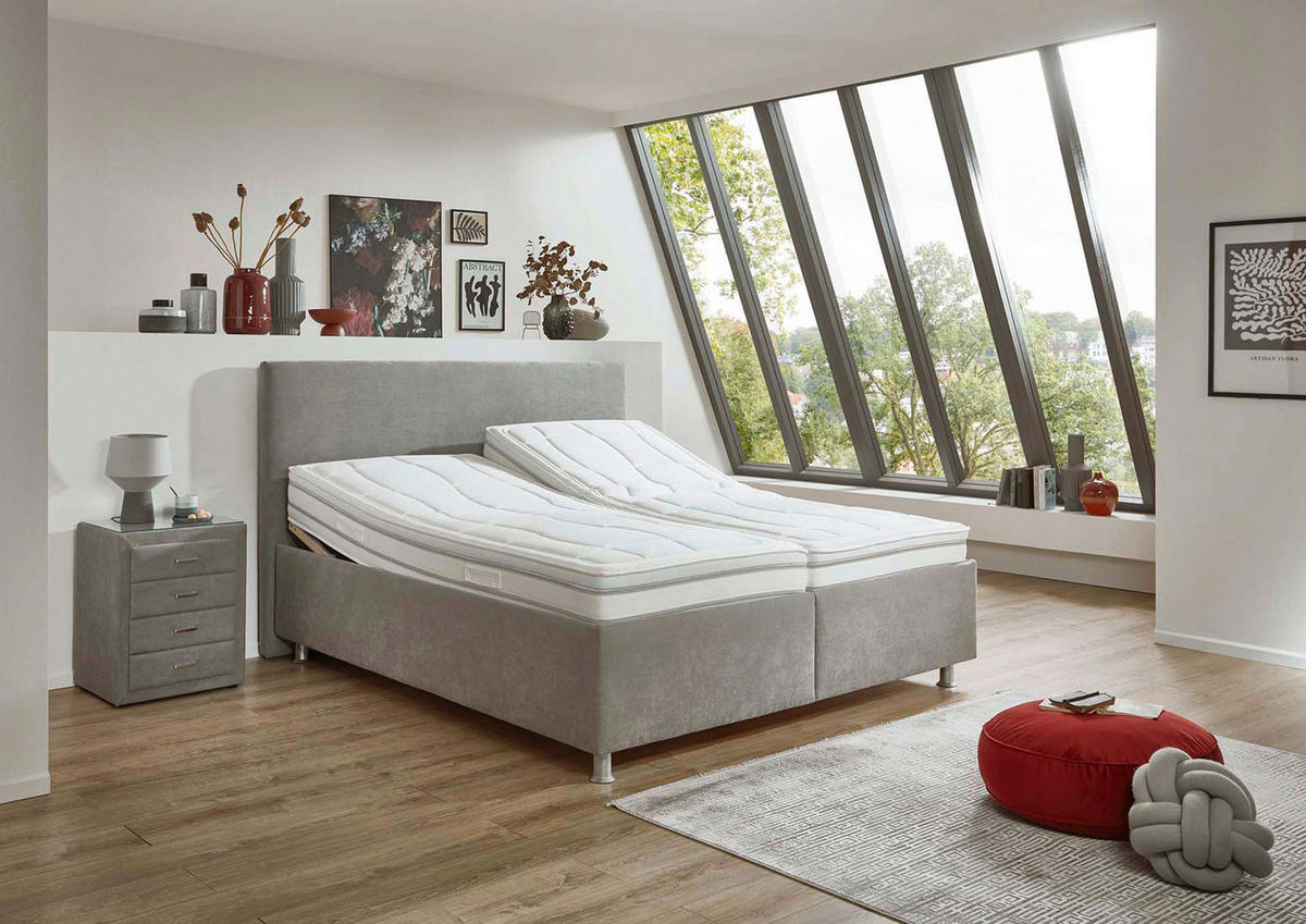 POLSTERBETT gepolstertes Kopfteil, Bettkasten, Lattenroste, Matratzen Beige 200/200 cm  - Beige/Silberfarben, KONVENTIONELL, Holz/Holzwerkstoff (200/200cm) - Beldomo - Sleep
