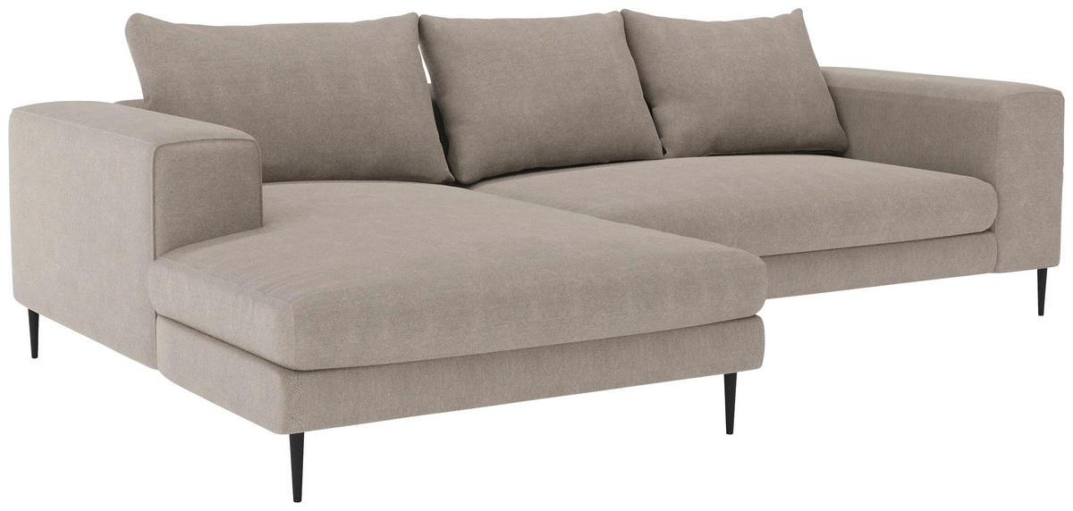 ECKSOFA Struktur Taupe  - Taupe/Schwarz, Modern, Textil/Metall (170/325cm) - Trendmanufaktur