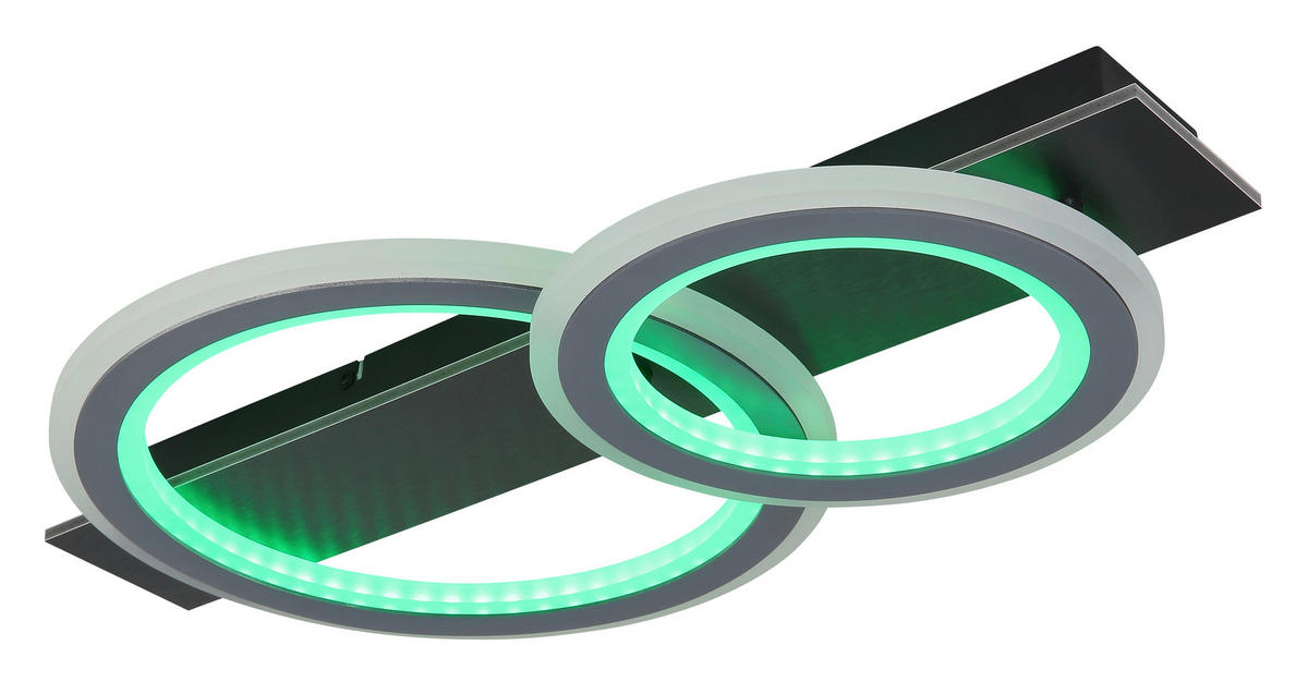 LED-DECKENLEUCHTE 63/37/8 cm   - Opal/Hellgrau, Design, Kunststoff/Metall (63/37/8cm) - Globo