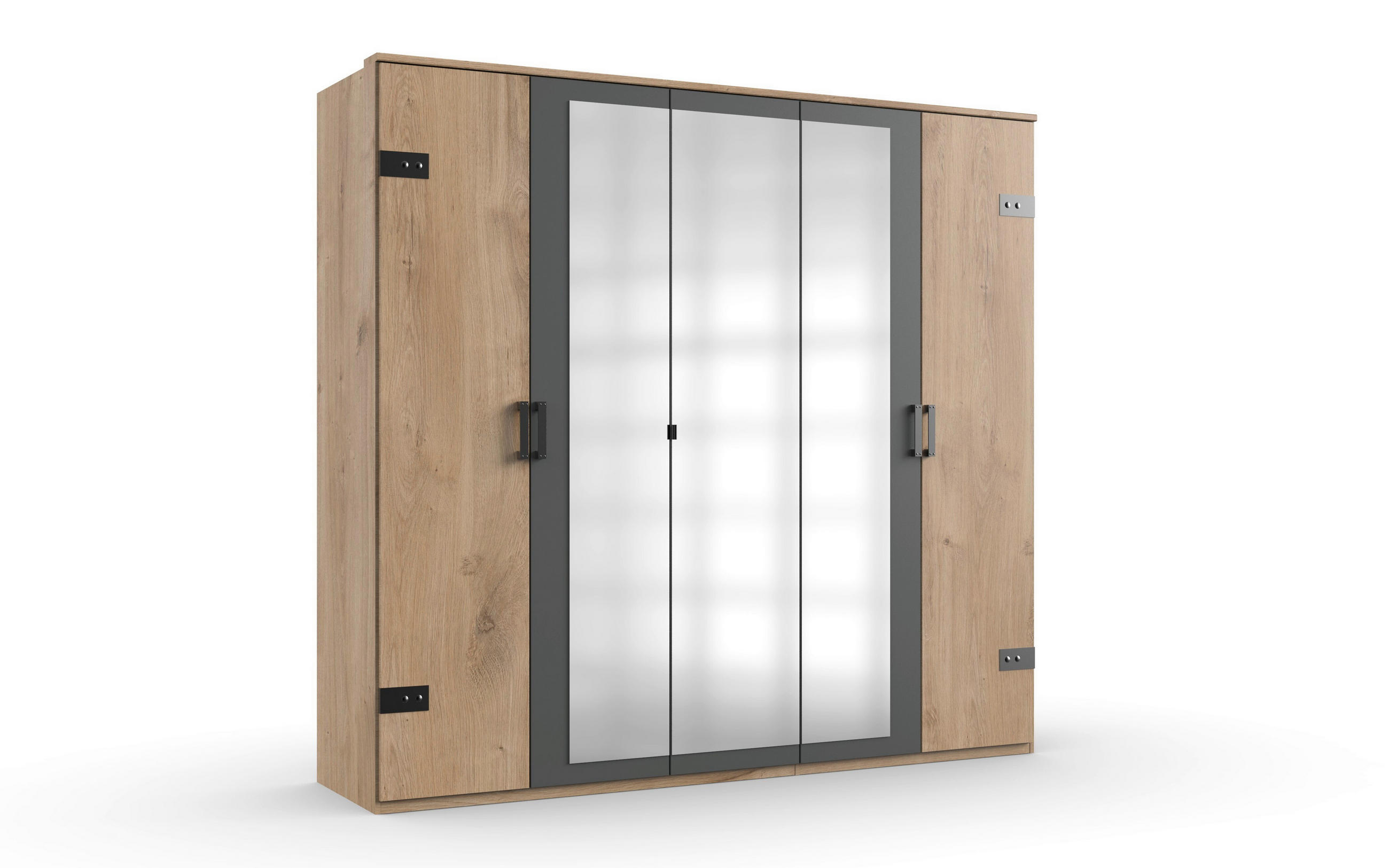 DULAP CU UȘI ROTATIVE grafit, culoare lemn stejar  - culoare lemn stejar/grafit, Design, plastic/material pe bază de lemn (225/210/58cm) - Ti'me