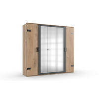 DULAP CU UȘI ROTATIVE grafit, culoare lemn stejar  - culoare lemn stejar/grafit, Design, plastic/material pe bază de lemn (225/210/58cm) - Ti'me