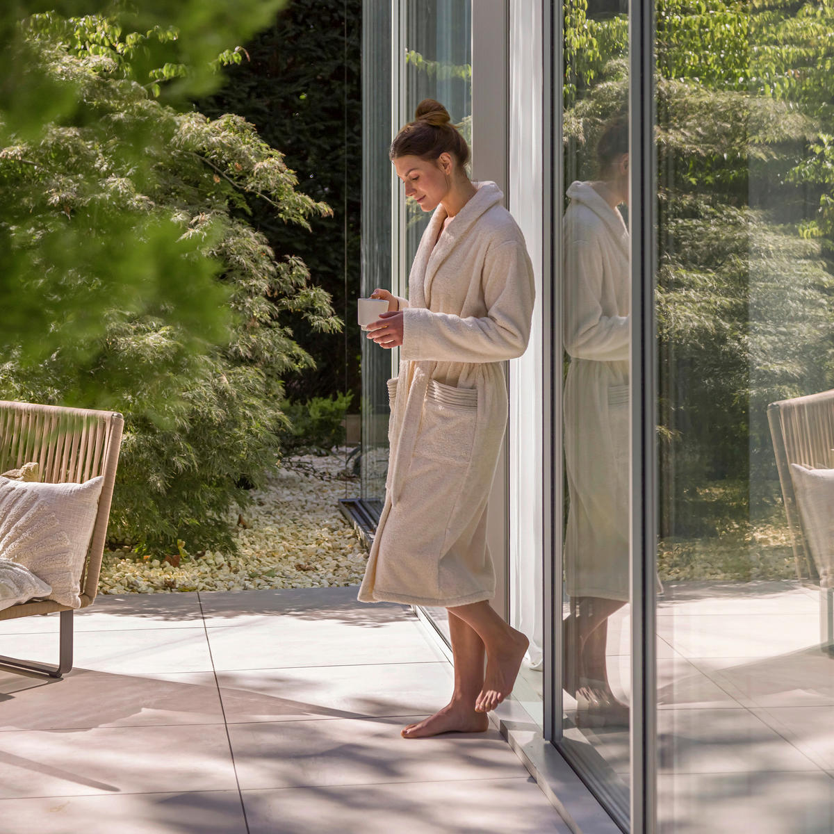 BADEMANTEL XL Unisex  - Naturfarben, Basics, Textil (XLnull) - Moeve