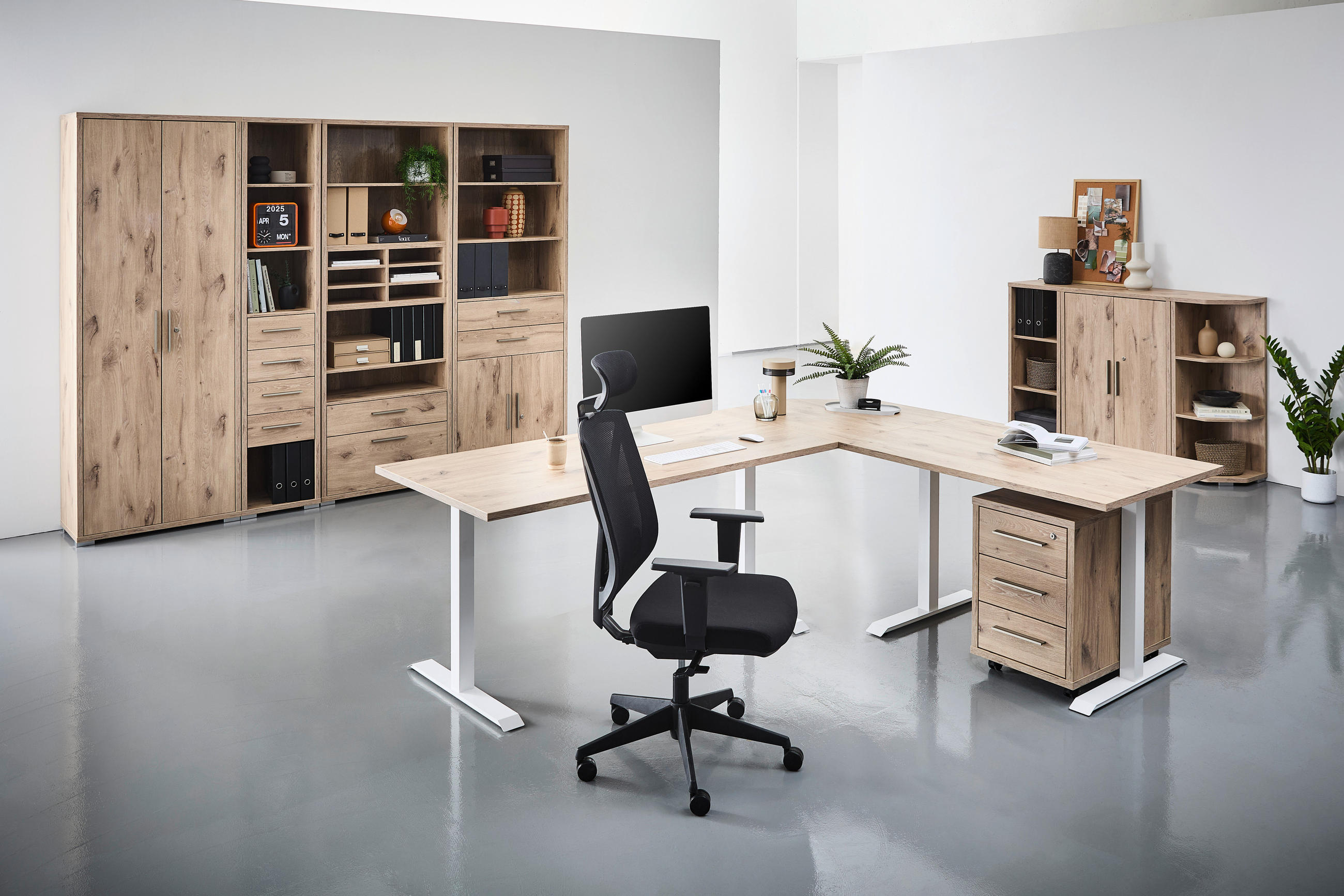 ROLLCONTAINER Eichefarben  - Eichefarben/Silberfarben, KONVENTIONELL, Holzwerkstoff/Kunststoff (43,8/64,2/65cm) - Voleo
