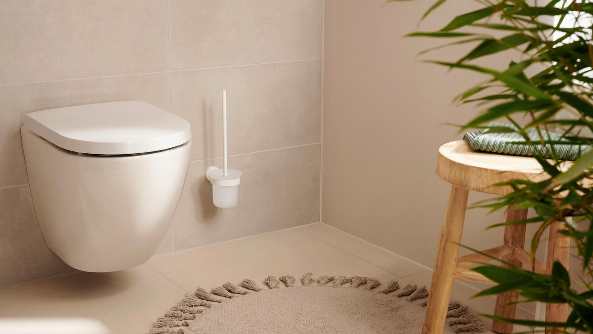 WC-BÜRSTENGARNITUR - Weiß, Basics, Glas/Kunststoff (11/38/15cm) - Tesa