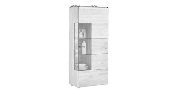 VITRINE in massiv Wildeiche Eichefarben - Edelstahlfarben/Eichefarben, Natur, Glas/Holz (70,7/164,2/40,9cm) - Valnatura