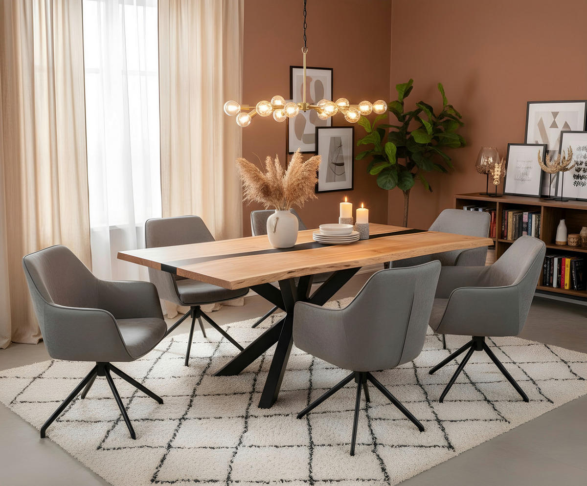 ESSTISCH in Holz 220/100/76 cm  - Schwarz/Akaziefarben, LIFESTYLE, Holz (220/100/76cm) - Landscape