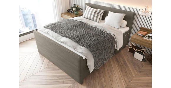 BOXSPRINGBETT 180/200 cm  in Graubraun  - Graubraun/Schwarz, KONVENTIONELL, Textil/Metall (180/200cm) - Carryhome